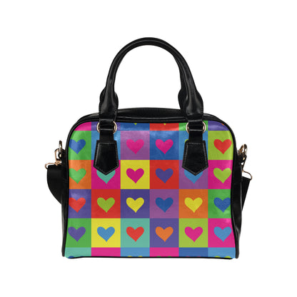 Pop Art Heart Pattern Print Design A01 Shoulder Handbag