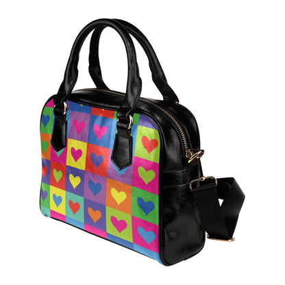 Pop Art Heart Pattern Print Design A01 Shoulder Handbag