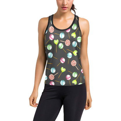 Lollipop Pattern Print Design LL02 Women's Racerback Tank Top