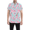 Cherry Blossom Pattern Print Design CB04 Men's Short Sleeve Button Up Shirt