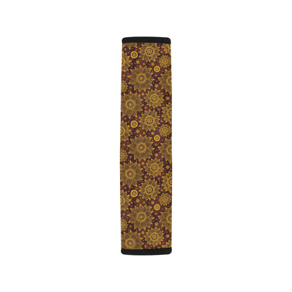 Gold Sunflower Hand Drawn Print Car Seat Belt Cover