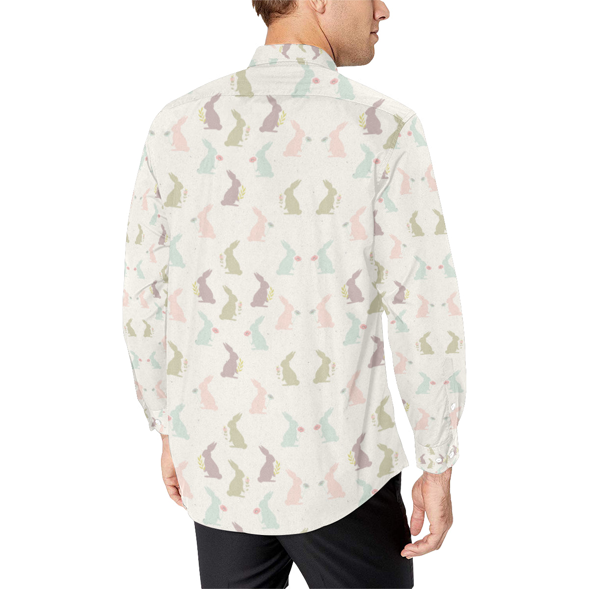 Bunny Pattern Print Design 05 Men's Long Sleeve Shirt