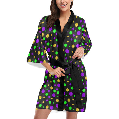 Mardi Gras Pattern Print Design 07 Women's Short Kimono