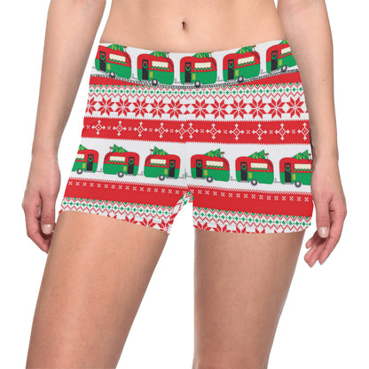 Camper Camping Ugly Christmas Design Print Yoga Shorts