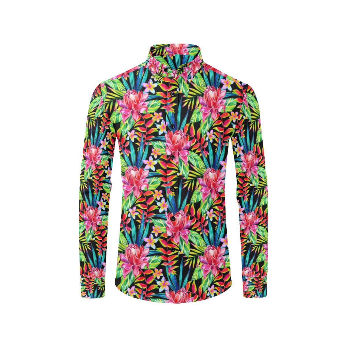 Heliconia Pattern Print Design HL02 Men's Long Sleeve Shirt