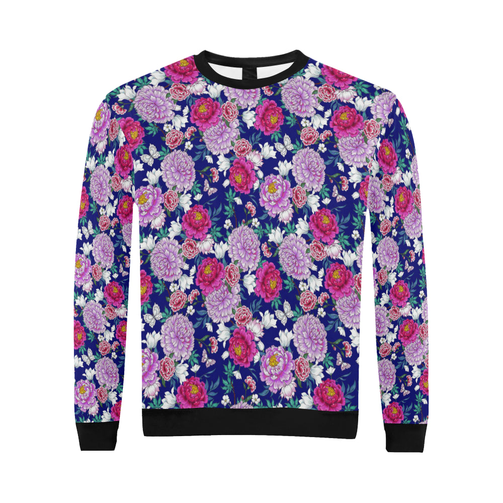 Dahlia Pattern Print Design DH013 Men Long Sleeve Sweatshirt