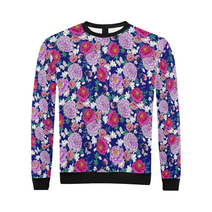 Dahlia Pattern Print Design DH013 Men Long Sleeve Sweatshirt