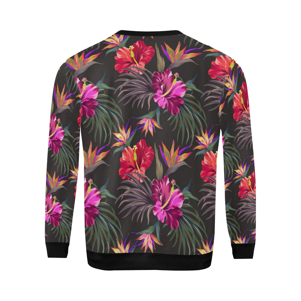 Hibiscus Pattern Print Design HB014 Men Long Sleeve Sweatshirt