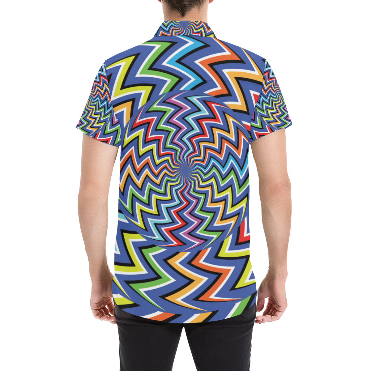 Optical illusion Pattern Print Design A02 Men's Short Sleeve Button Up Shirt
