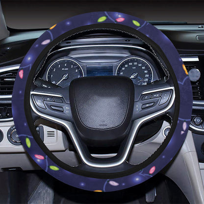 Christmas Light Pattern Print Design 03 Steering Wheel Cover with Elastic Edge