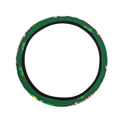 Camper Camping Christmas Themed Print Steering Wheel Cover with Elastic Edge