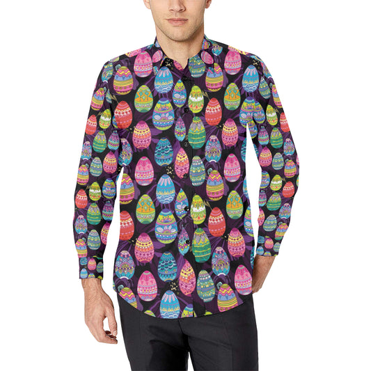 Easter Eggs Pattern Print Design RB08 Men's Long Sleeve Shirt
