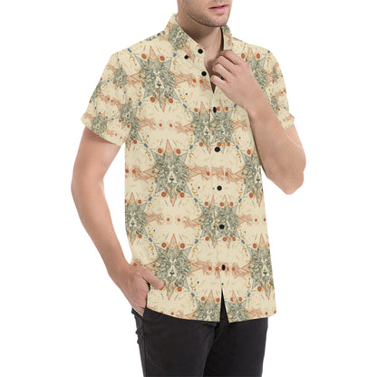 Leo Pattern Print Design 02 Men's Short Sleeve Button Up Shirt