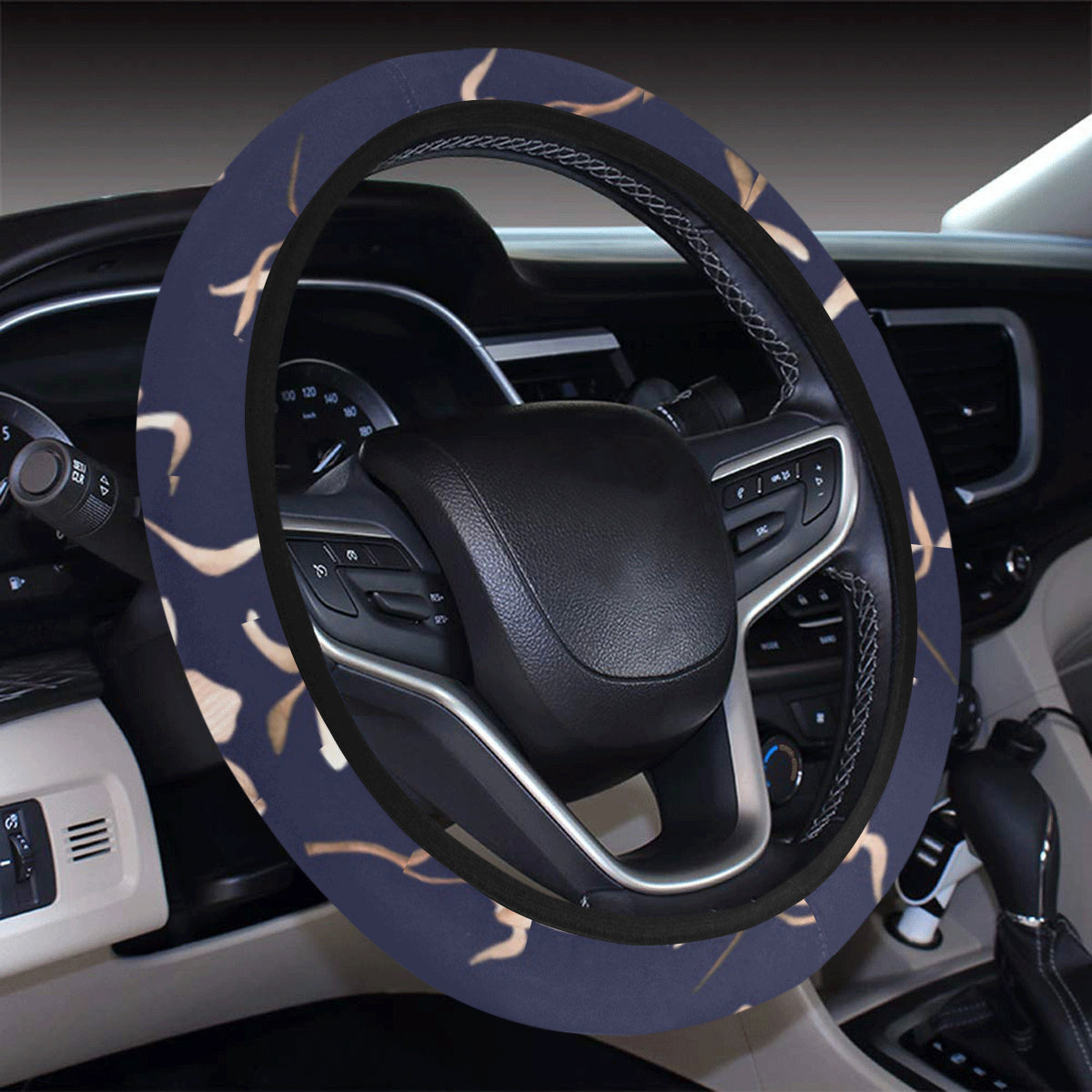 Beautiful Floral Pattern Steering Wheel Cover with Elastic Edge