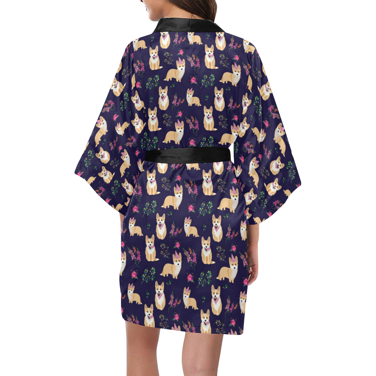 Pembroke Welsh Corgis Pattern Print Design A06 Women's Short Kimono