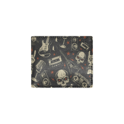 Rock and Roll Skull Pattern Print Design A03 Men's ID Card Wallet