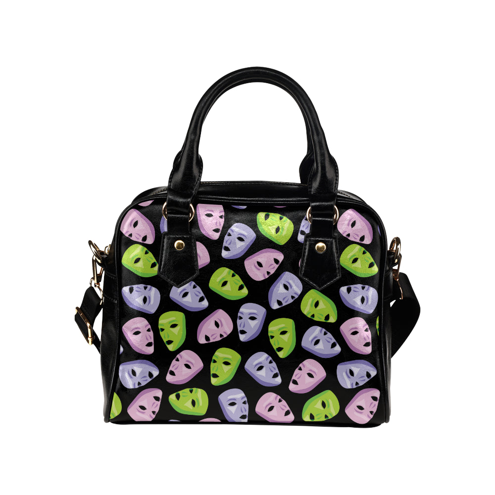 Acting Mask Pattern Print Design 04 Shoulder Handbag