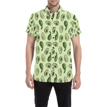 Avocado Pattern Print Design 02 Men's Short Sleeve Button Up Shirt