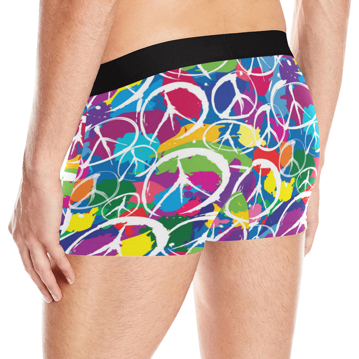 Peace Sign Colorful Pattern Print Design A02 Men's Boxer Briefs