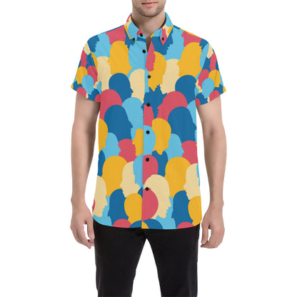 Psychology Pattern Print Design A02 Men's Short Sleeve Button Up Shirt