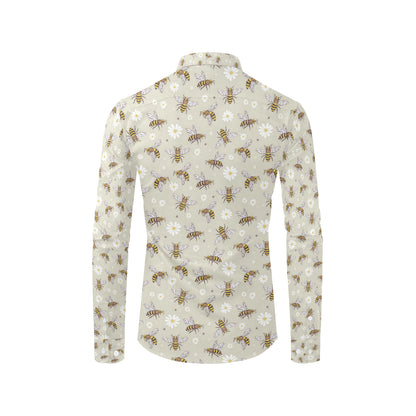 Bee Pattern Print Design 03 Men's Long Sleeve Shirt