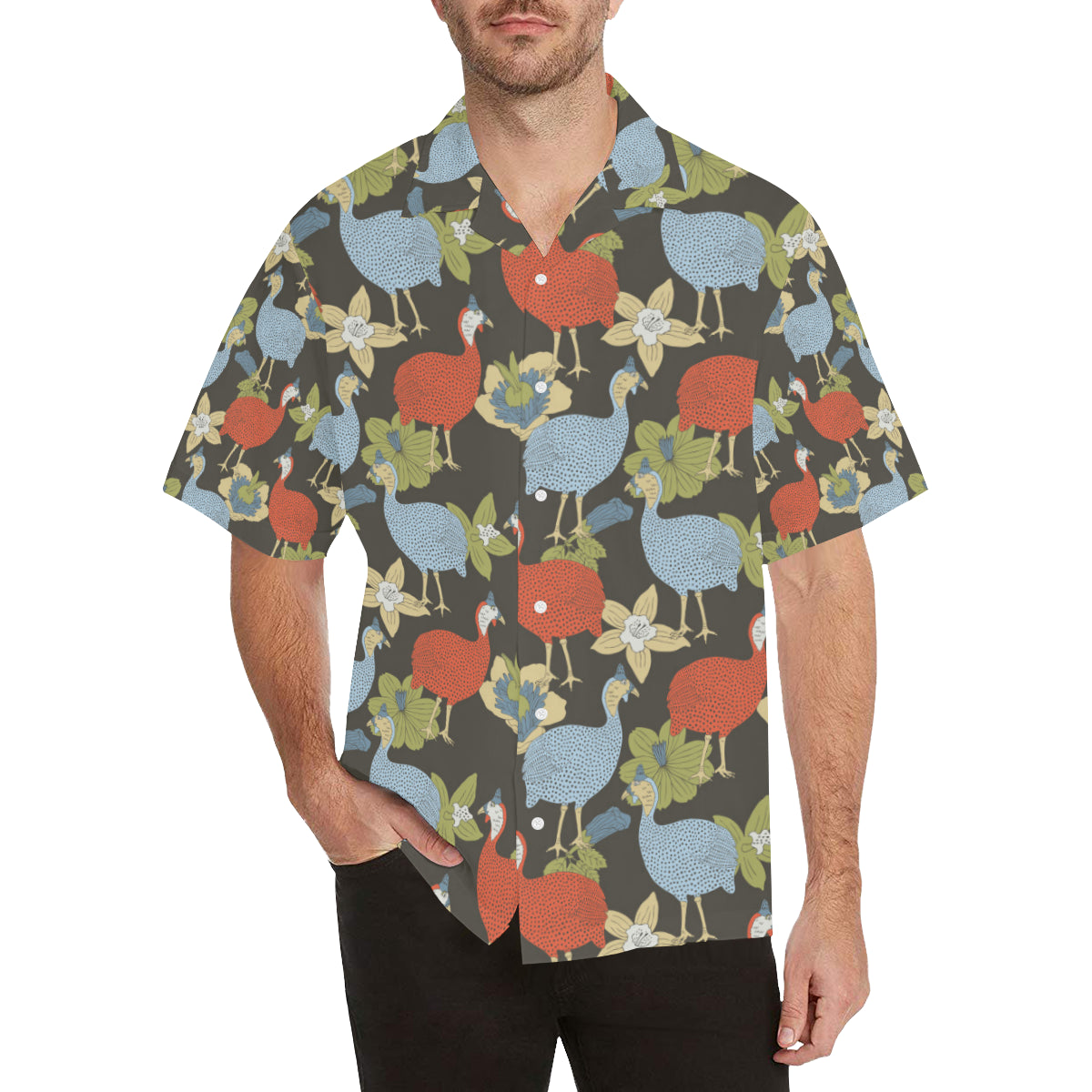 Guinea Fowl Pattern Print Design 02 Men's Hawaiian Shirt