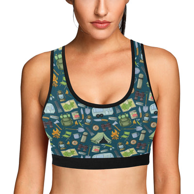 Camping Pattern Print Design 02 Sports Bra