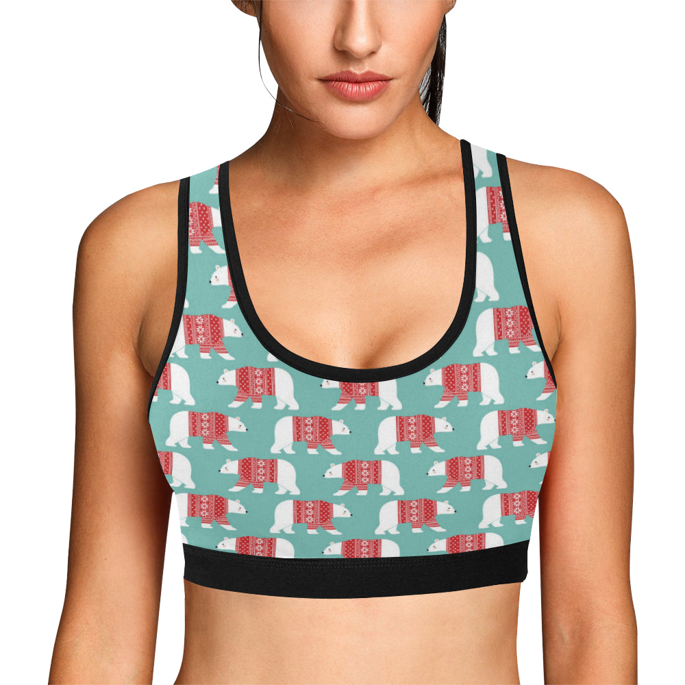 Polar Bear Pattern Print Design A04 Sports Bra