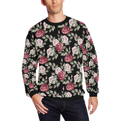 Rose Red Pink Pattern Print Design RO03 Men Long Sleeve Sweatshirt