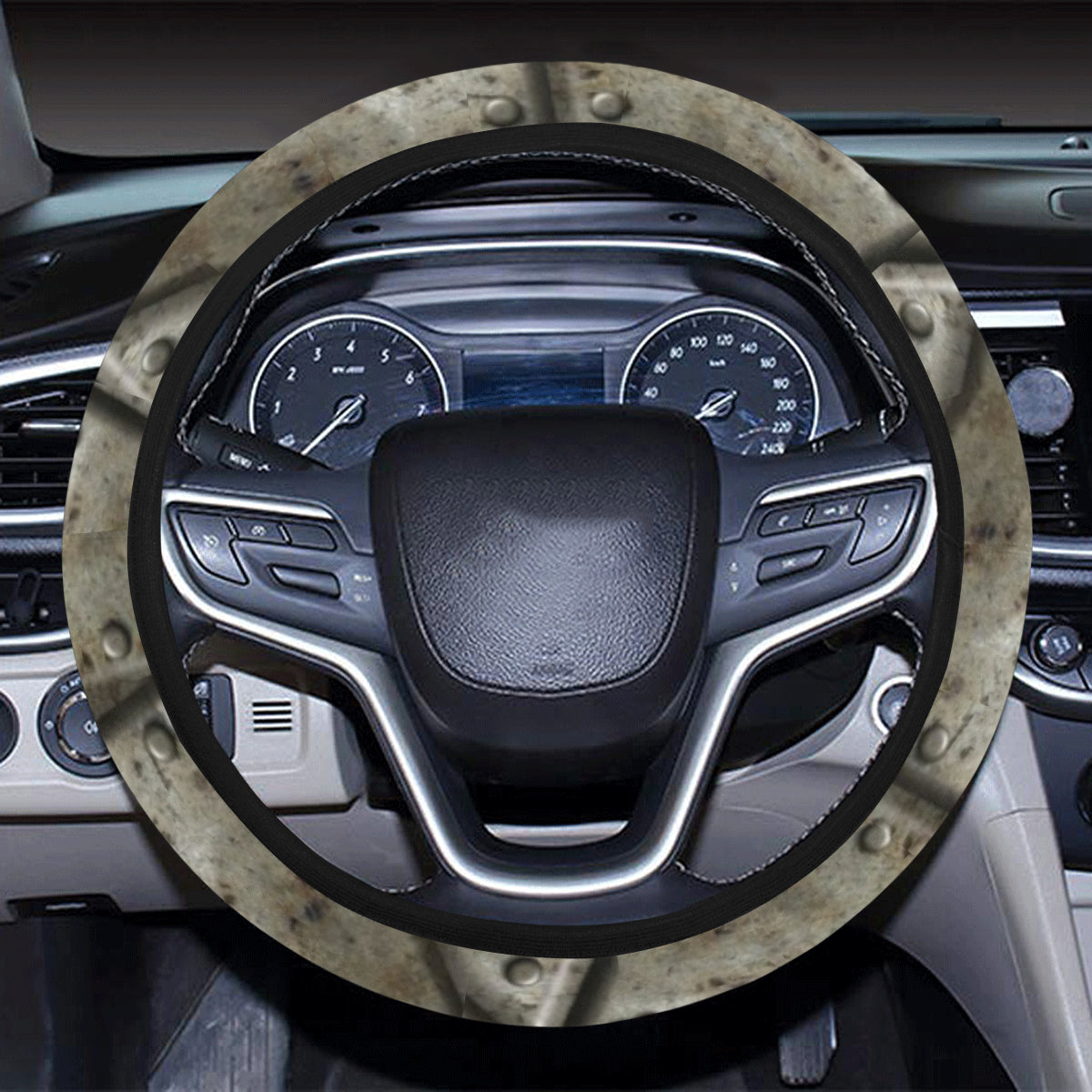 Armor Pattern Print Design 01 Steering Wheel Cover with Elastic Edge