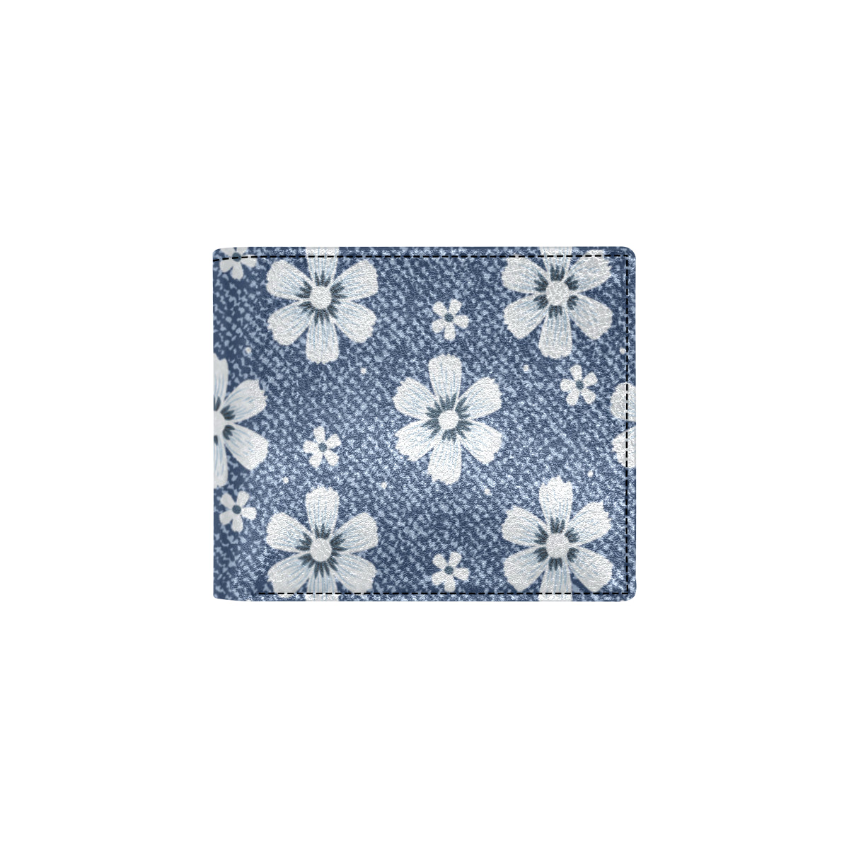Jean Flower Pattern Print Design 03 Men's ID Card Wallet