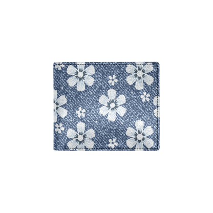 Jean Flower Pattern Print Design 03 Men's ID Card Wallet