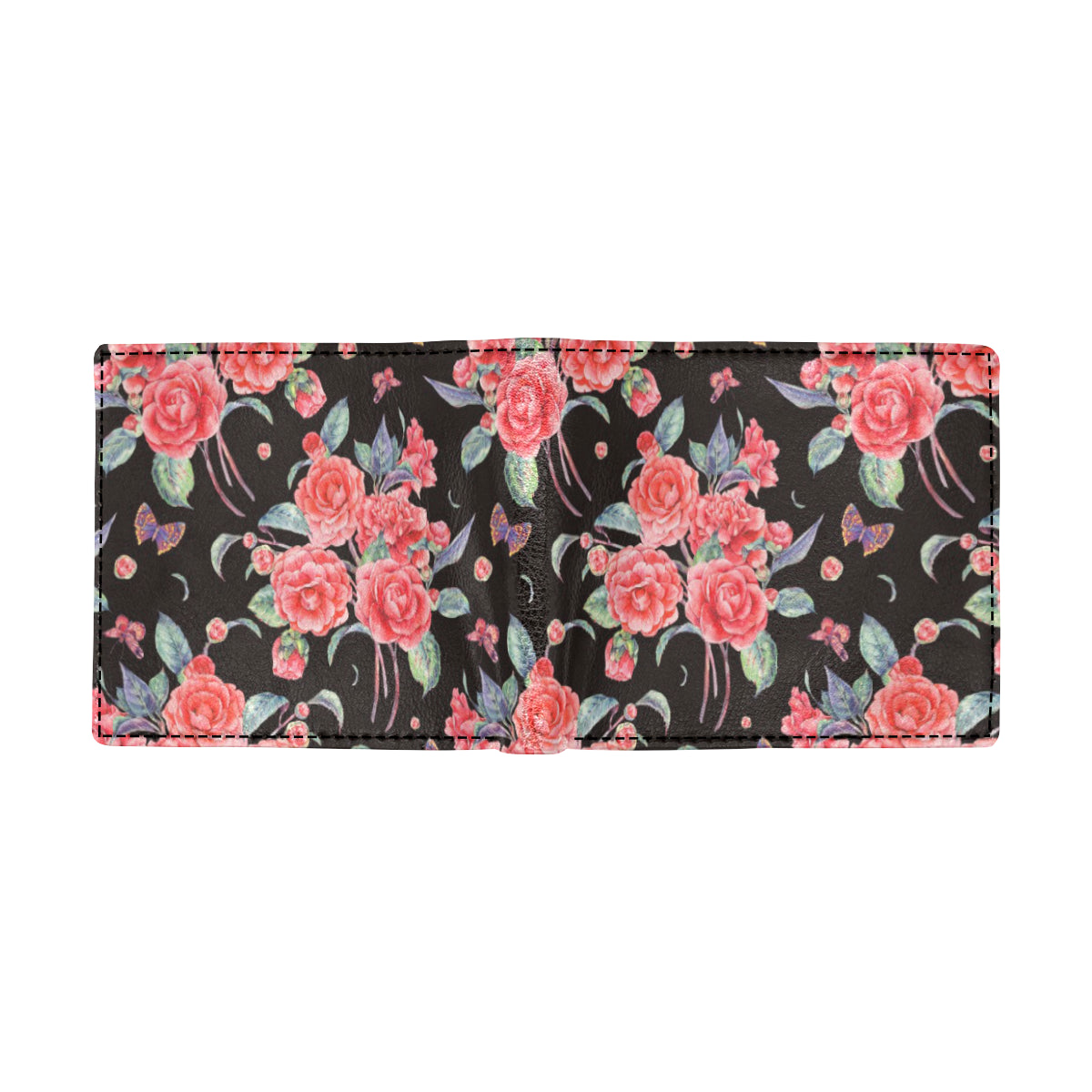 Camellia Pattern Print Design CM03 Men's ID Card Wallet