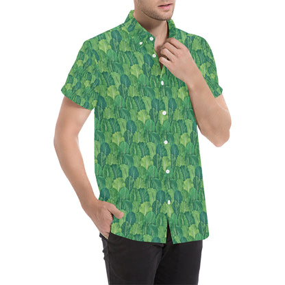 Cabbage Pattern Print Design 02 Men's Short Sleeve Button Up Shirt