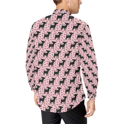 Chihuahua Pink Print Pattern Men's Long Sleeve Shirt
