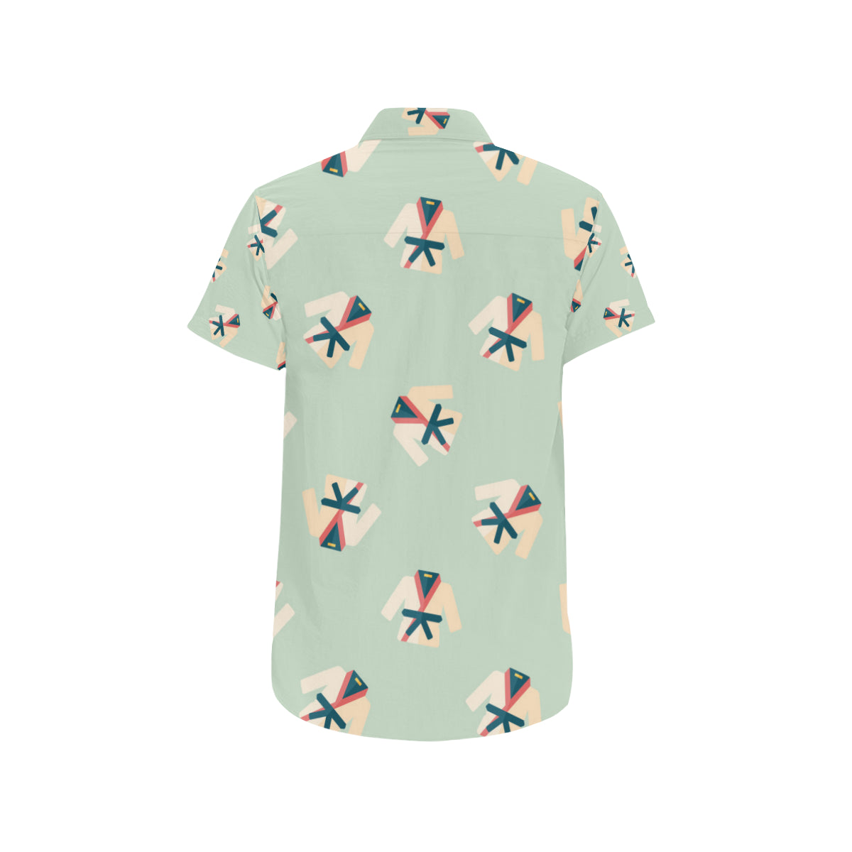Karate Pattern Print Design 02 Men's Short Sleeve Button Up Shirt