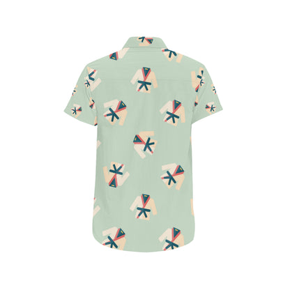 Karate Pattern Print Design 02 Men's Short Sleeve Button Up Shirt