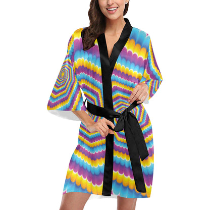 Optical illusion Pattern Print Design A04 Women's Short Kimono