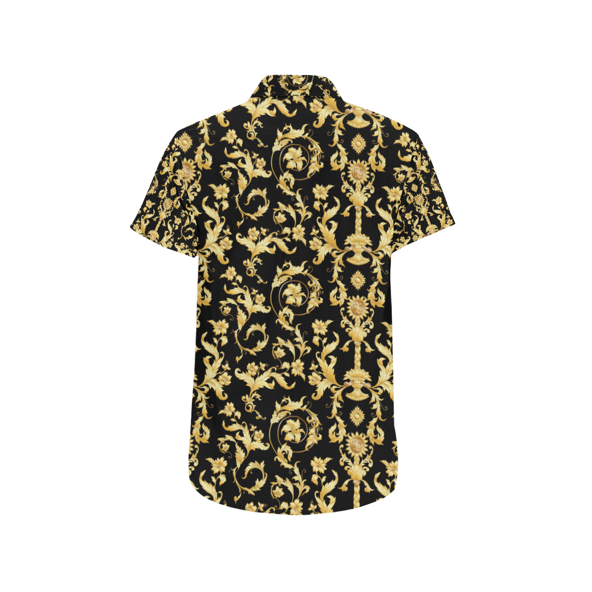 Baroque Golden Pattern Print Design 04 Men's Short Sleeve Button Up Shirt