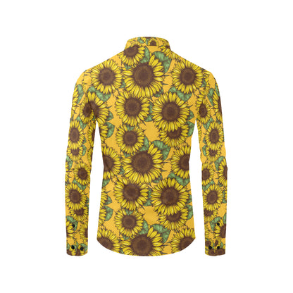 Sunflower Pattern Print Design SF04 Men's Long Sleeve Shirt