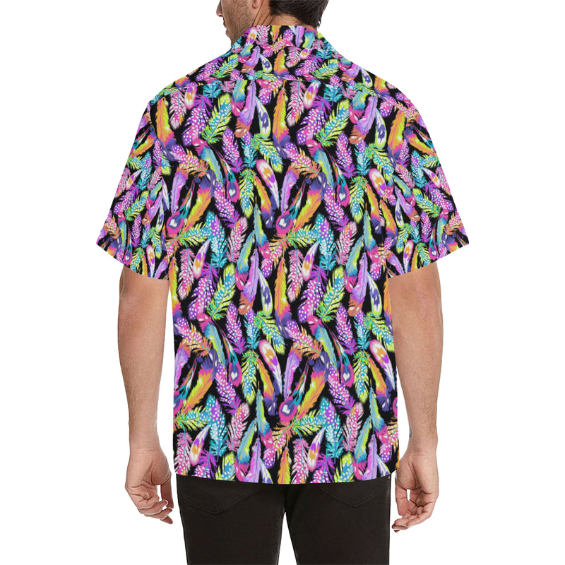 Neon Feather Pattern Print Design A02 Men's Hawaiian Shirt