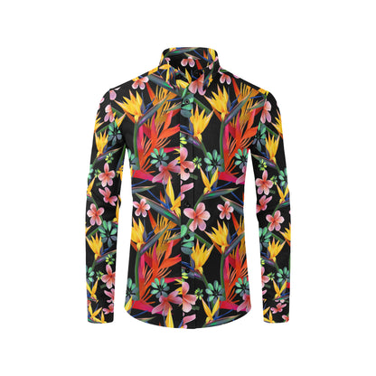 Tropical Flower Pattern Print Design TF015 Men's Long Sleeve Shirt