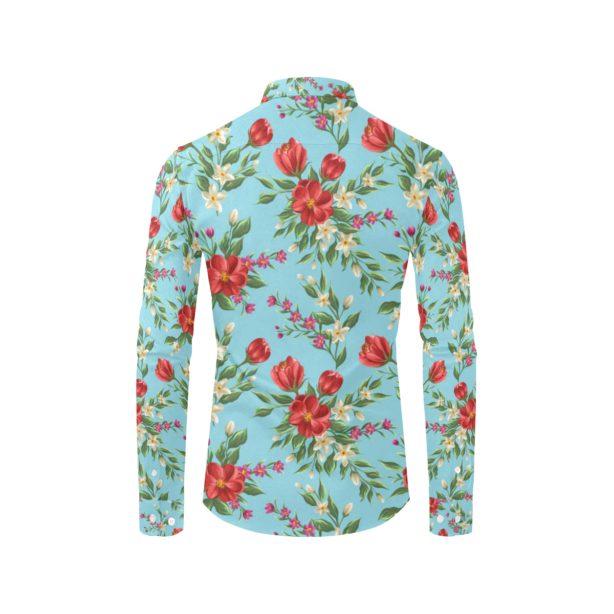 Summer Floral Pattern Print Design SF011 Men's Long Sleeve Shirt