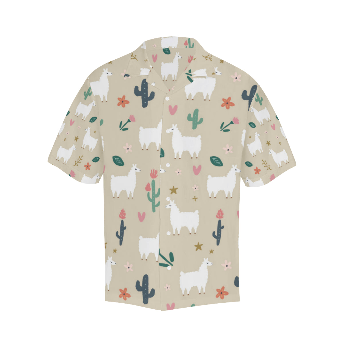 Llama Cactus Pattern Print Design 09 Men's Hawaiian Shirt