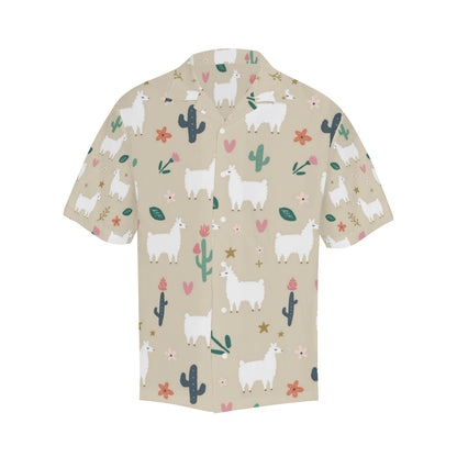 Llama Cactus Pattern Print Design 09 Men's Hawaiian Shirt