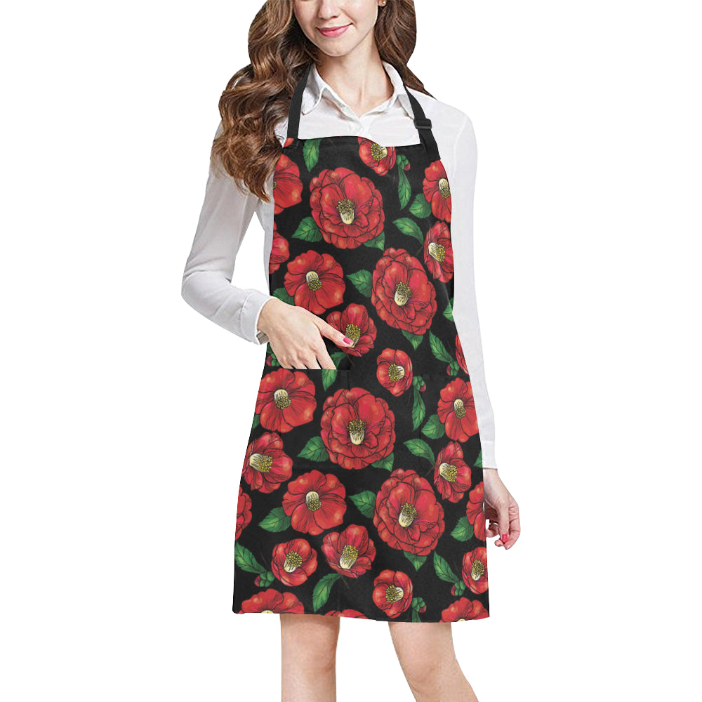 Camellia Pattern Print Design CM07 Apron with Pocket