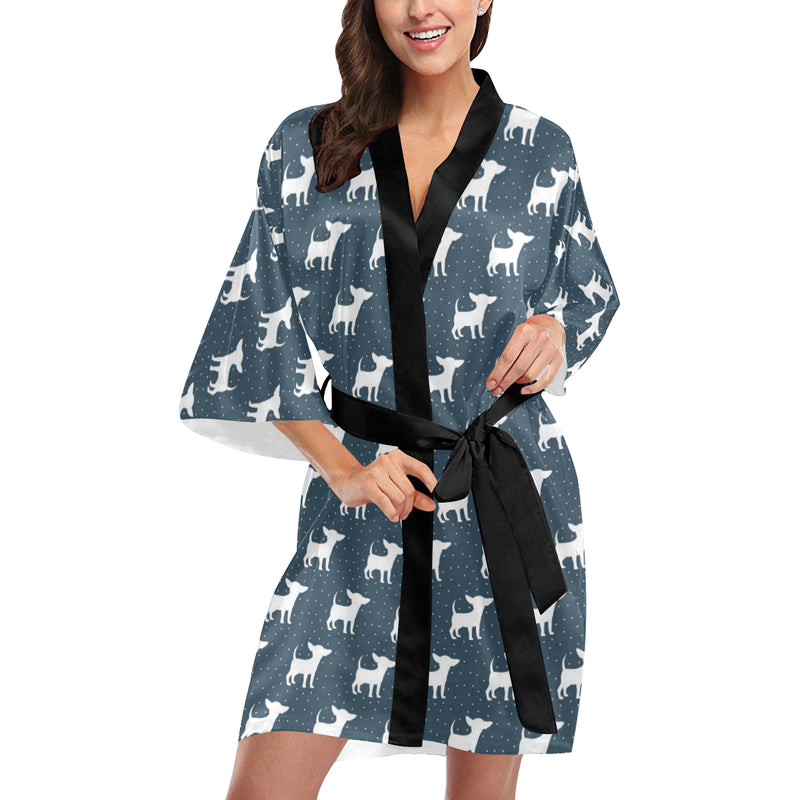 Chihuahua Pattern Print Design 03 Women's Short Kimono