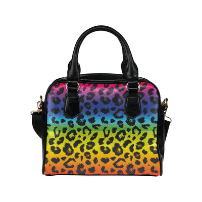 Rainbow Leopard Pattern Print Design A01 Shoulder Handbag