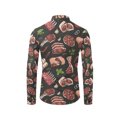 Meat Pattern Print Design 02 Men's Long Sleeve Shirt
