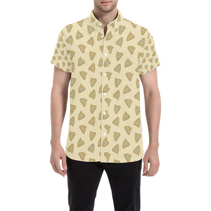 Poop Emoji Pattern Print Design A02 Men's Short Sleeve Button Up Shirt